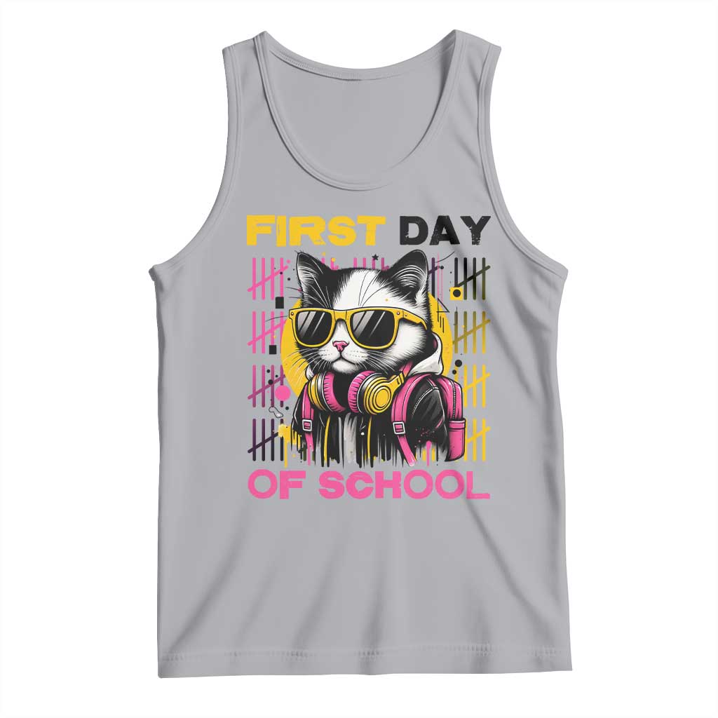 Funny Cat First Day Of School Tank Top Back To School Gift For Kids TS12 Athletic Heather Print Your Wear