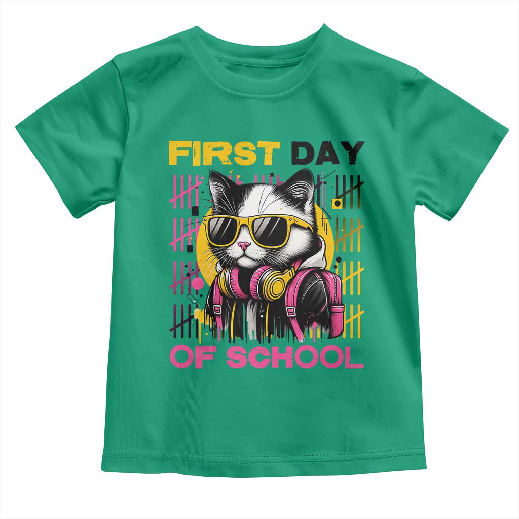 Funny Cat First Day Of School Toddler T Shirt Back To School Gift For Kids TS12 Irish Green Print Your Wear