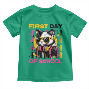 Funny Cat First Day Of School Toddler T Shirt Back To School Gift For Kids TS12 Irish Green Print Your Wear