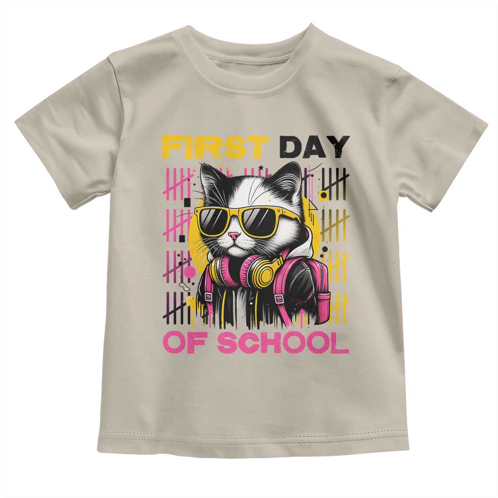 Funny Cat First Day Of School Toddler T Shirt Back To School Gift For Kids TS12 Sand Print Your Wear