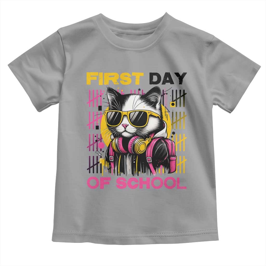 Funny Cat First Day Of School Toddler T Shirt Back To School Gift For Kids TS12 Sport Gray Print Your Wear