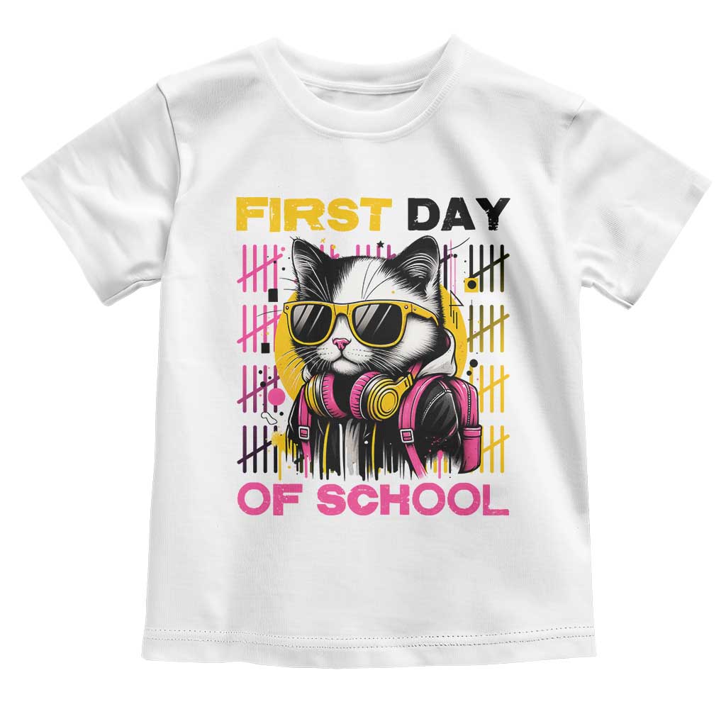 Funny Cat First Day Of School Toddler T Shirt Back To School Gift For Kids TS12 White Print Your Wear