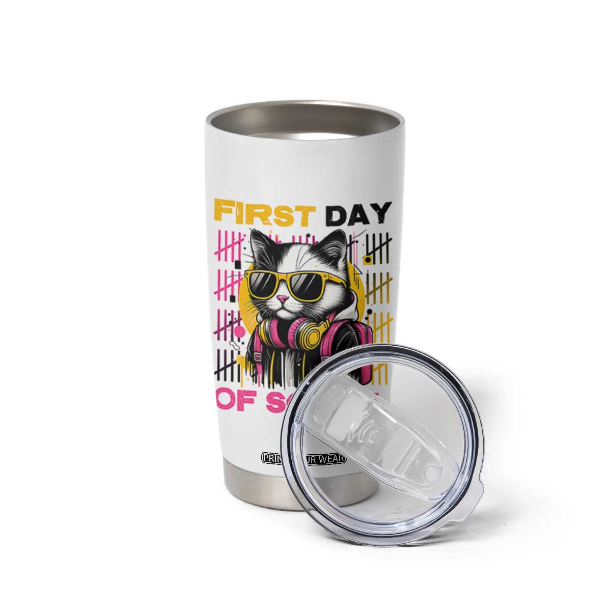 Funny Cat First Day Of School Tumbler Cup Back To School Gift For Kids TS12 Print Your Wear
