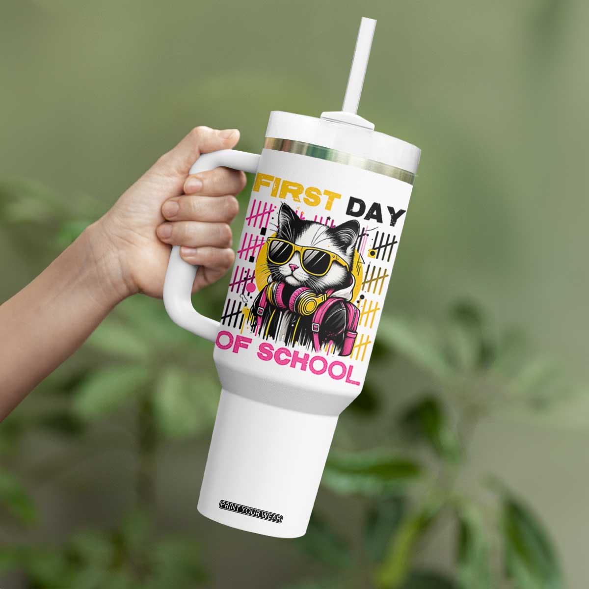 Funny Cat First Day Of School Tumbler With Handle Back To School Gift For Kids TS12 Print Your Wear