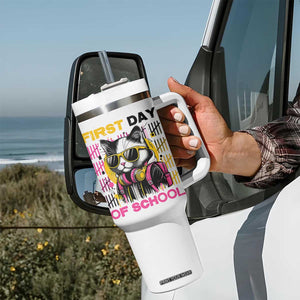 Funny Cat First Day Of School Tumbler With Handle Back To School Gift For Kids TS12 Print Your Wear