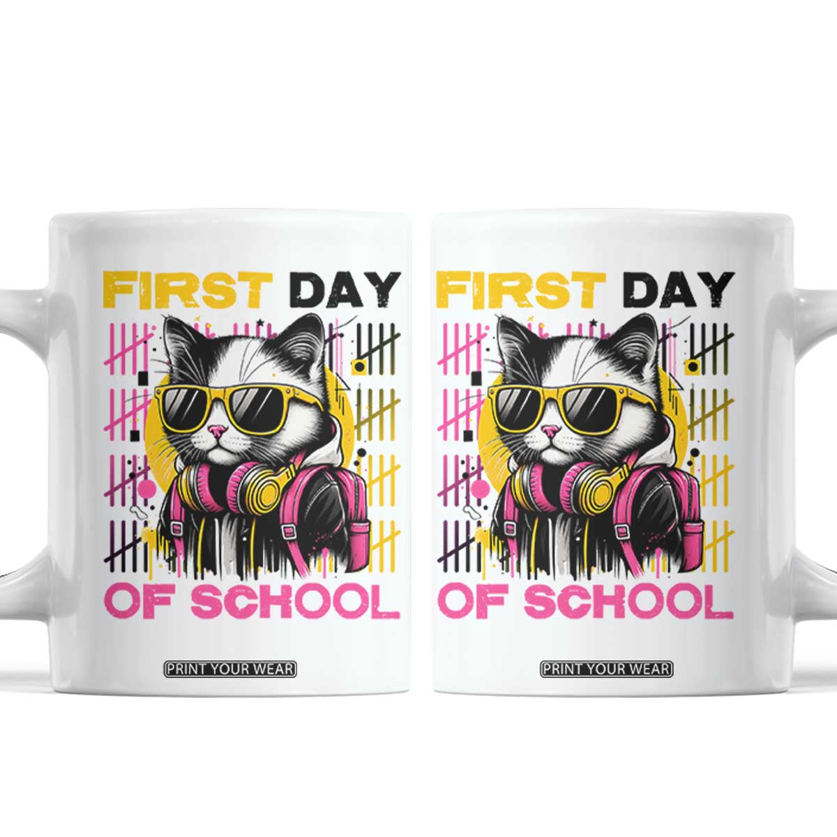 Funny Cat First Day Of School Coffee Mug Back To School Gift For Kids TS12 White Print Your Wear