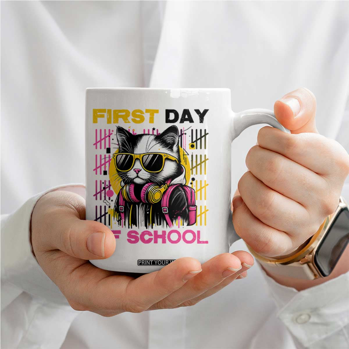 Funny Cat First Day Of School Coffee Mug Back To School Gift For Kids TS12 Print Your Wear