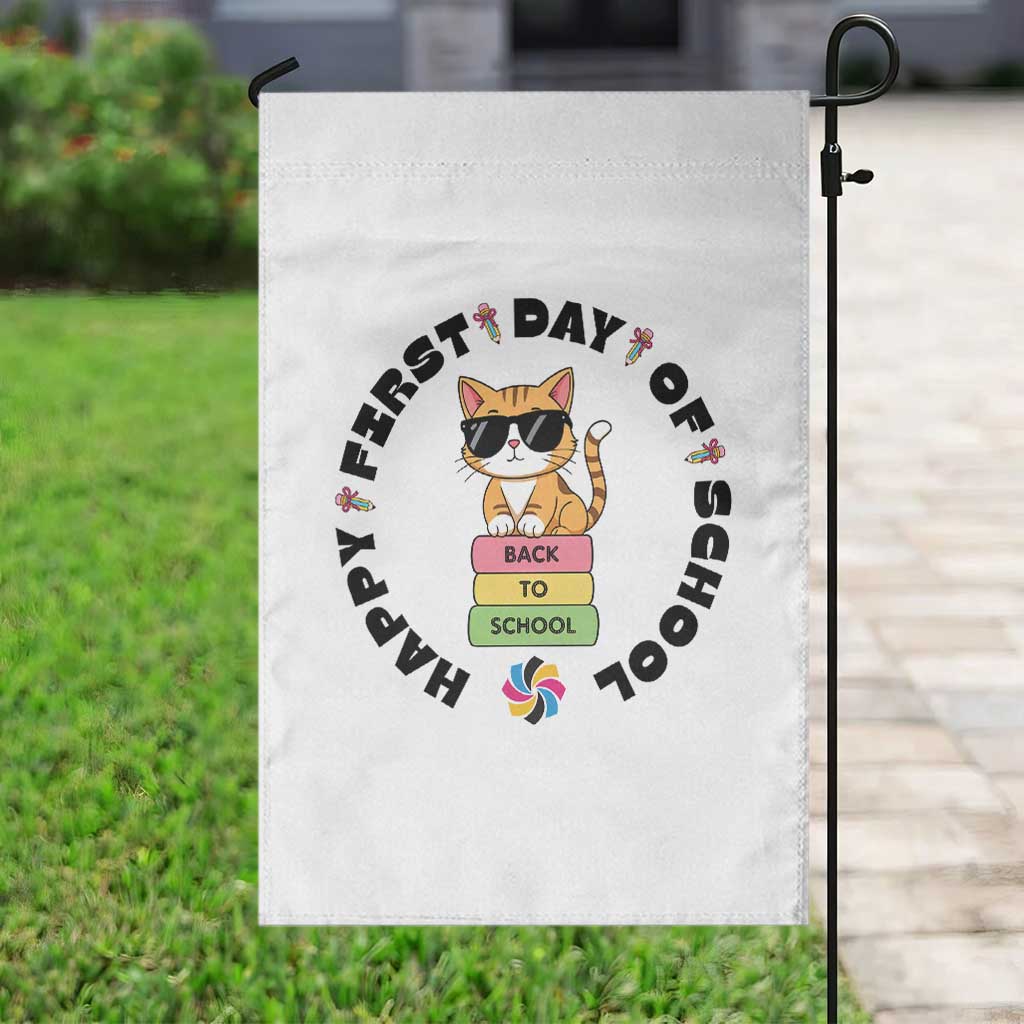 Cat Happy First Day Of School Garden Flag Back To School Gift For Kids TS12 Print Your Wear