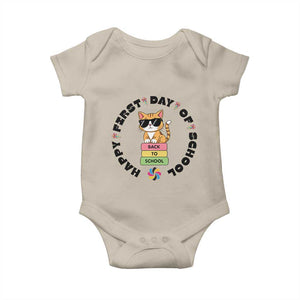 Cat Happy First Day Of School Baby Onesie Back To School Gift For Kids TS12 Sand Print Your Wear