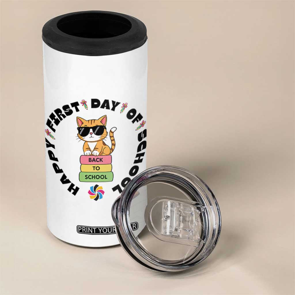 Cat Happy First Day Of School 4 in 1 Can Cooler Tumbler Back To School Gift For Kids TS12 Print Your Wear