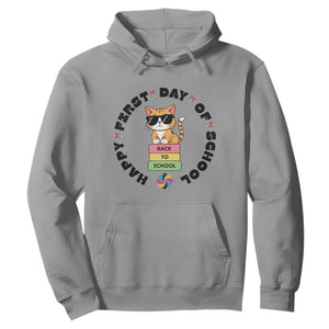 Cat Happy First Day Of School Hoodie Back To School Gift For Kids TS12 Sport Gray Print Your Wear