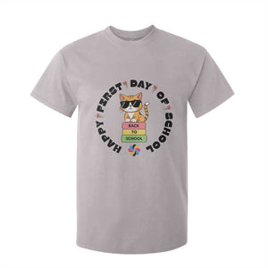Cat Happy First Day Of School T Shirt For Kid Back To School Gift For Kids TS12 Ice Gray Print Your Wear