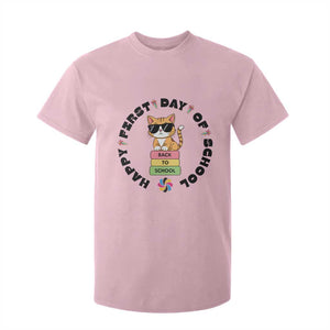 Cat Happy First Day Of School T Shirt For Kid Back To School Gift For Kids TS12 Light Pink Print Your Wear