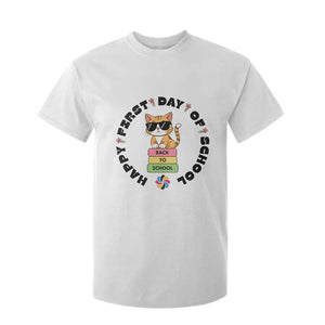 Cat Happy First Day Of School T Shirt For Kid Back To School Gift For Kids TS12 White Print Your Wear