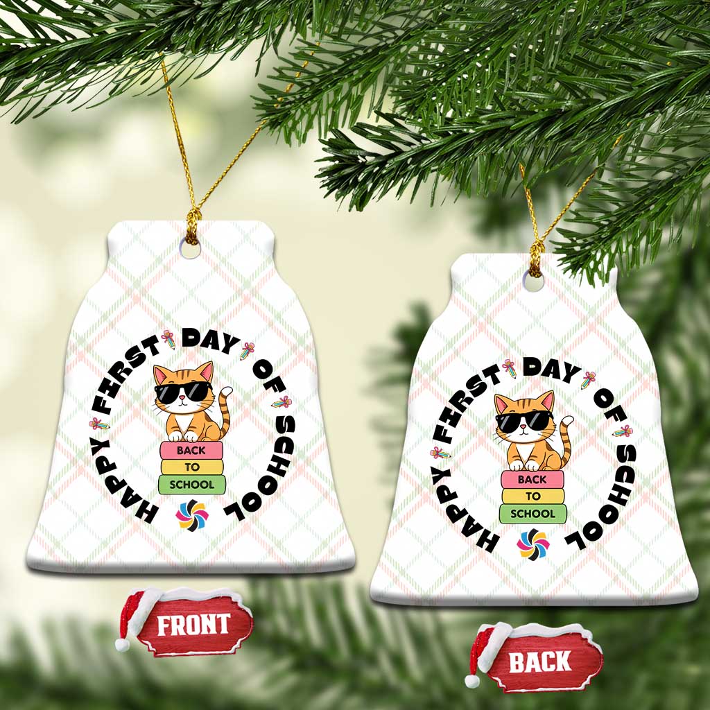 Cat Happy First Day Of School Ceramic Ornament Back To School Gift For Kids TS12 Print Your Wear