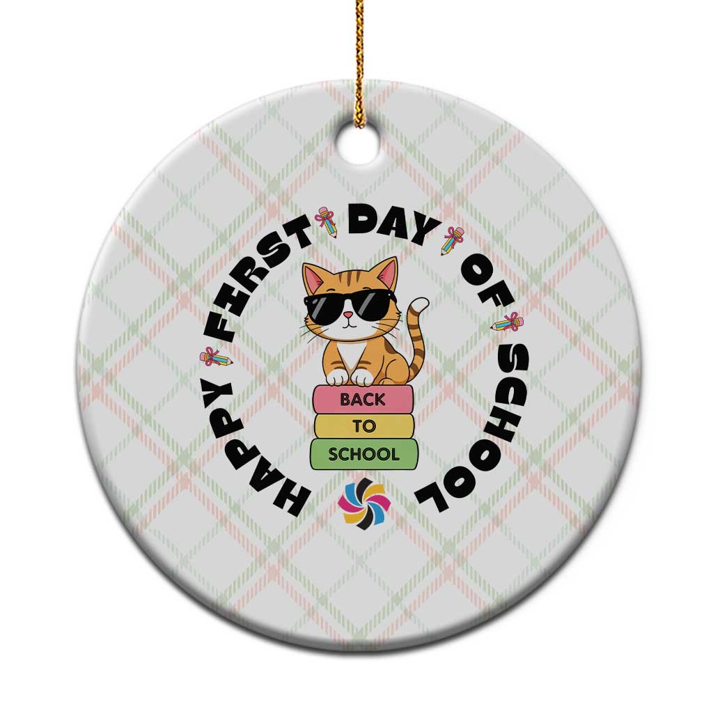 Cat Happy First Day Of School Ceramic Ornament Back To School Gift For Kids TS12 1pc Christmas Plaid Print Your Wear