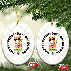 Cat Happy First Day Of School Ceramic Ornament Back To School Gift For Kids TS12 Print Your Wear