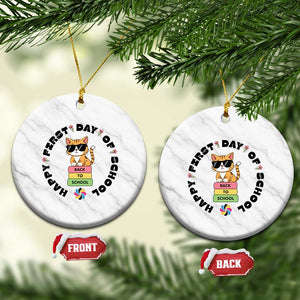 Cat Happy First Day Of School Ceramic Ornament Back To School Gift For Kids TS12 1pc White Marble Print Your Wear