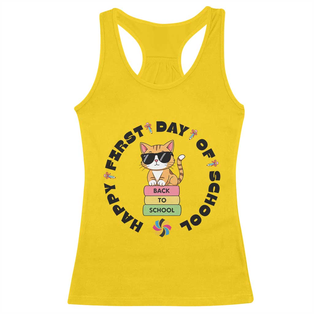 Cat Happy First Day Of School Racerback Tank Top Back To School Gift For Kids TS12 Daisy Print Your Wear