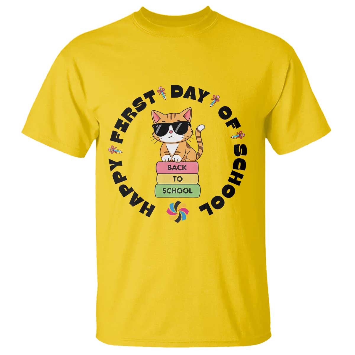 Cat Happy First Day Of School T Shirt Back To School Gift For Kids TS12 Daisy Print Your Wear