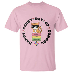 Cat Happy First Day Of School T Shirt Back To School Gift For Kids TS12 Light Pink Print Your Wear