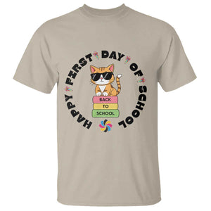 Cat Happy First Day Of School T Shirt Back To School Gift For Kids TS12 Sand Print Your Wear