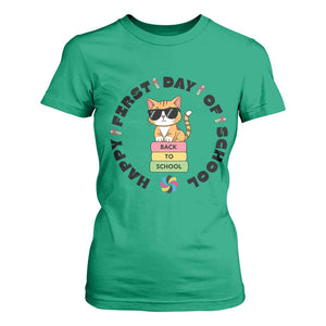 Cat Happy First Day Of School T Shirt For Women Back To School Gift For Kids TS12 Irish Green Print Your Wear