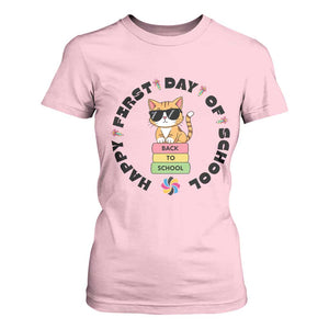 Cat Happy First Day Of School T Shirt For Women Back To School Gift For Kids TS12 Light Pink Print Your Wear