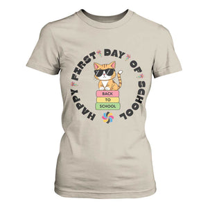 Cat Happy First Day Of School T Shirt For Women Back To School Gift For Kids TS12 Sand Print Your Wear