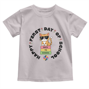 Cat Happy First Day Of School Toddler T Shirt Back To School Gift For Kids TS12 Ice Gray Print Your Wear