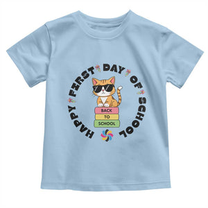 Cat Happy First Day Of School Toddler T Shirt Back To School Gift For Kids TS12 Light Blue Print Your Wear
