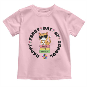 Cat Happy First Day Of School Toddler T Shirt Back To School Gift For Kids TS12 Light Pink Print Your Wear