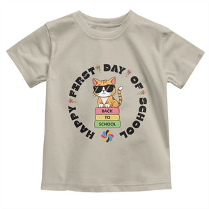 Cat Happy First Day Of School Toddler T Shirt Back To School Gift For Kids TS12 Sand Print Your Wear