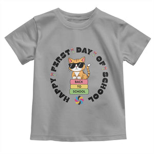 Cat Happy First Day Of School Toddler T Shirt Back To School Gift For Kids TS12 Sport Gray Print Your Wear