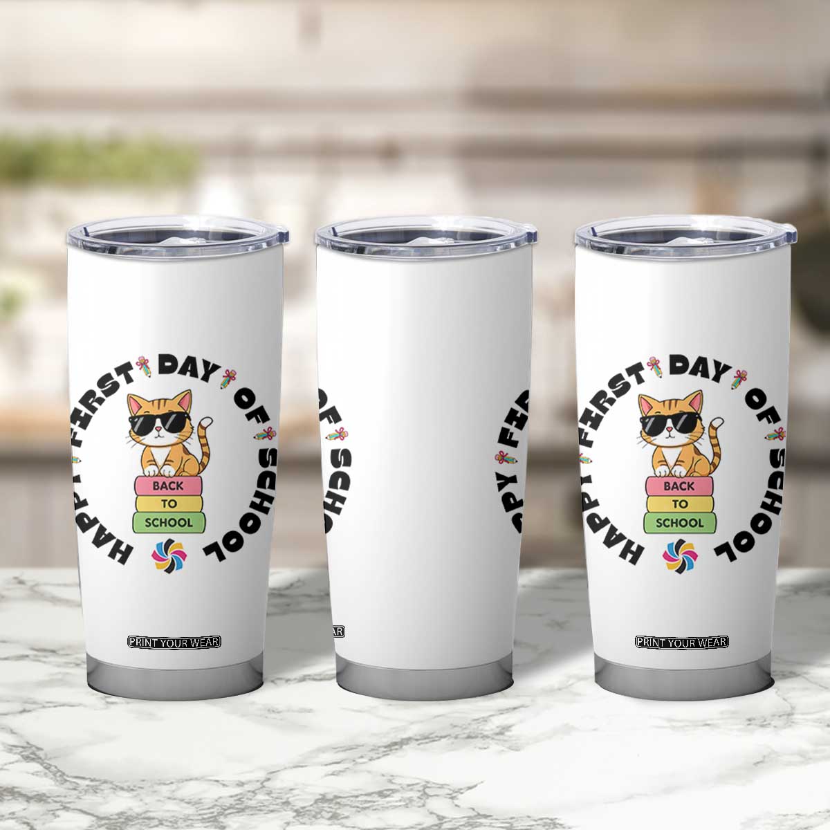 Cat Happy First Day Of School Tumbler Cup Back To School Gift For Kids TS12 Print Your Wear