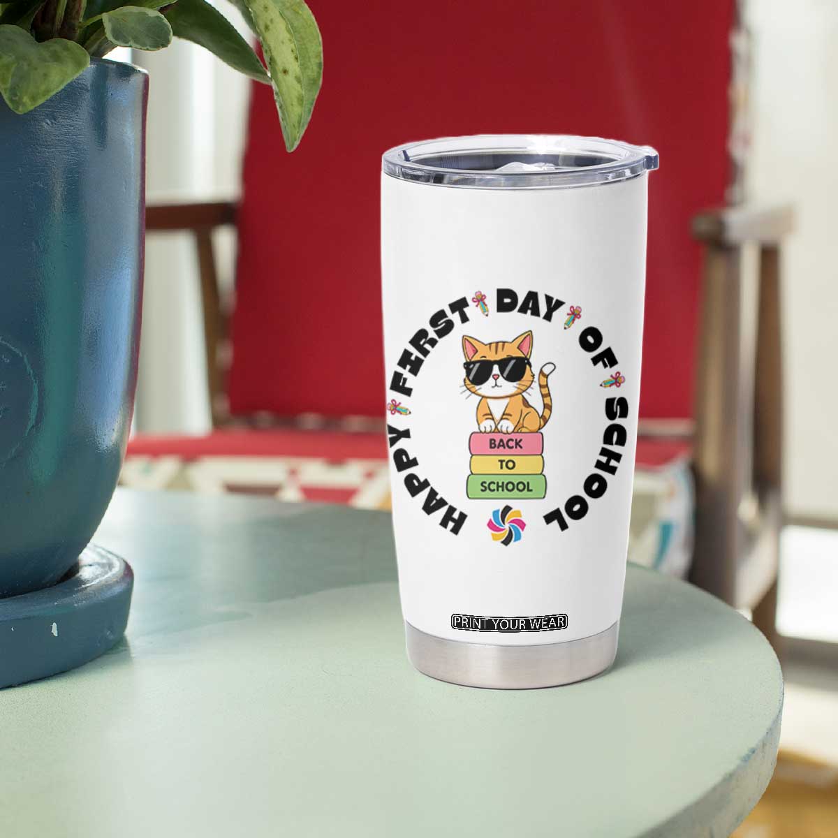 Cat Happy First Day Of School Tumbler Cup Back To School Gift For Kids TS12 Print Your Wear