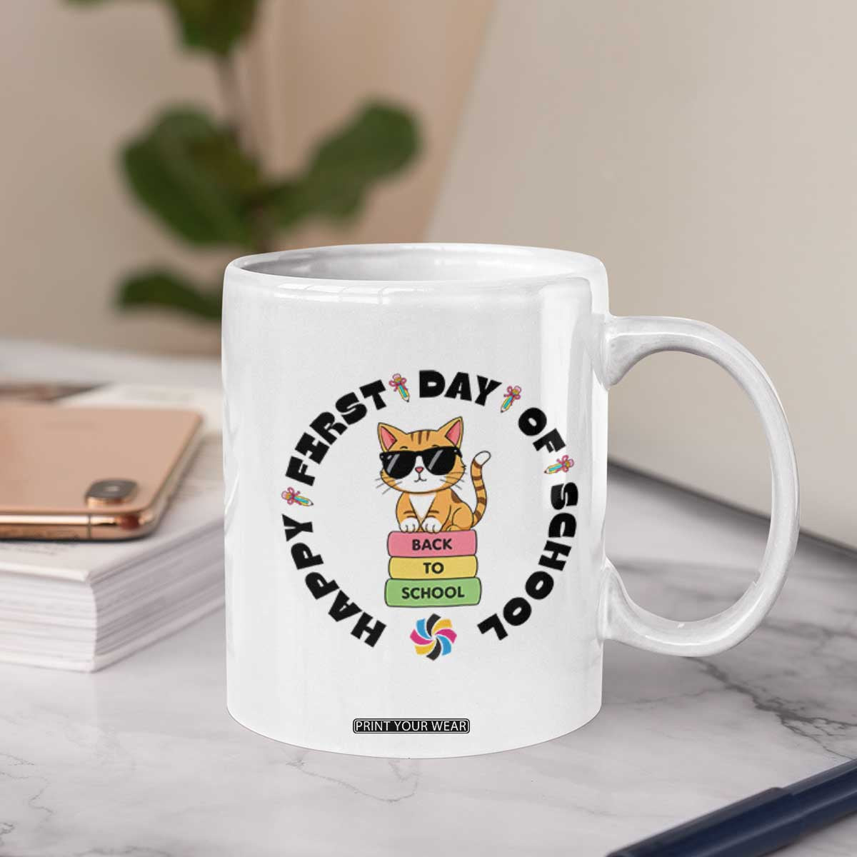 Cat Happy First Day Of School Coffee Mug Back To School Gift For Kids TS12 Print Your Wear