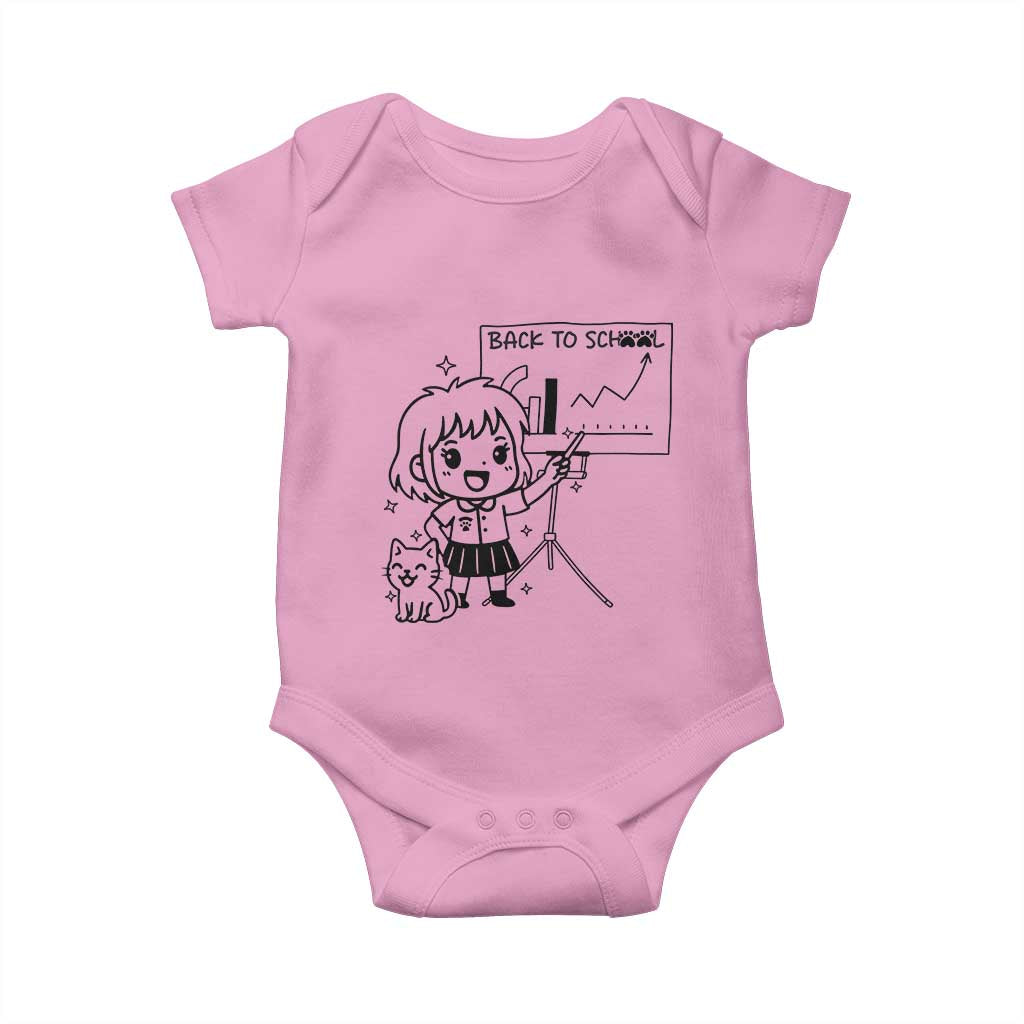 Back To school Baby Onesie Funny Teacher Teaching Cat Lover Gift TS12 Light Pink Print Your Wear