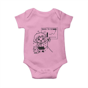 Back To school Baby Onesie Funny Teacher Teaching Cat Lover Gift TS12 Light Pink Print Your Wear
