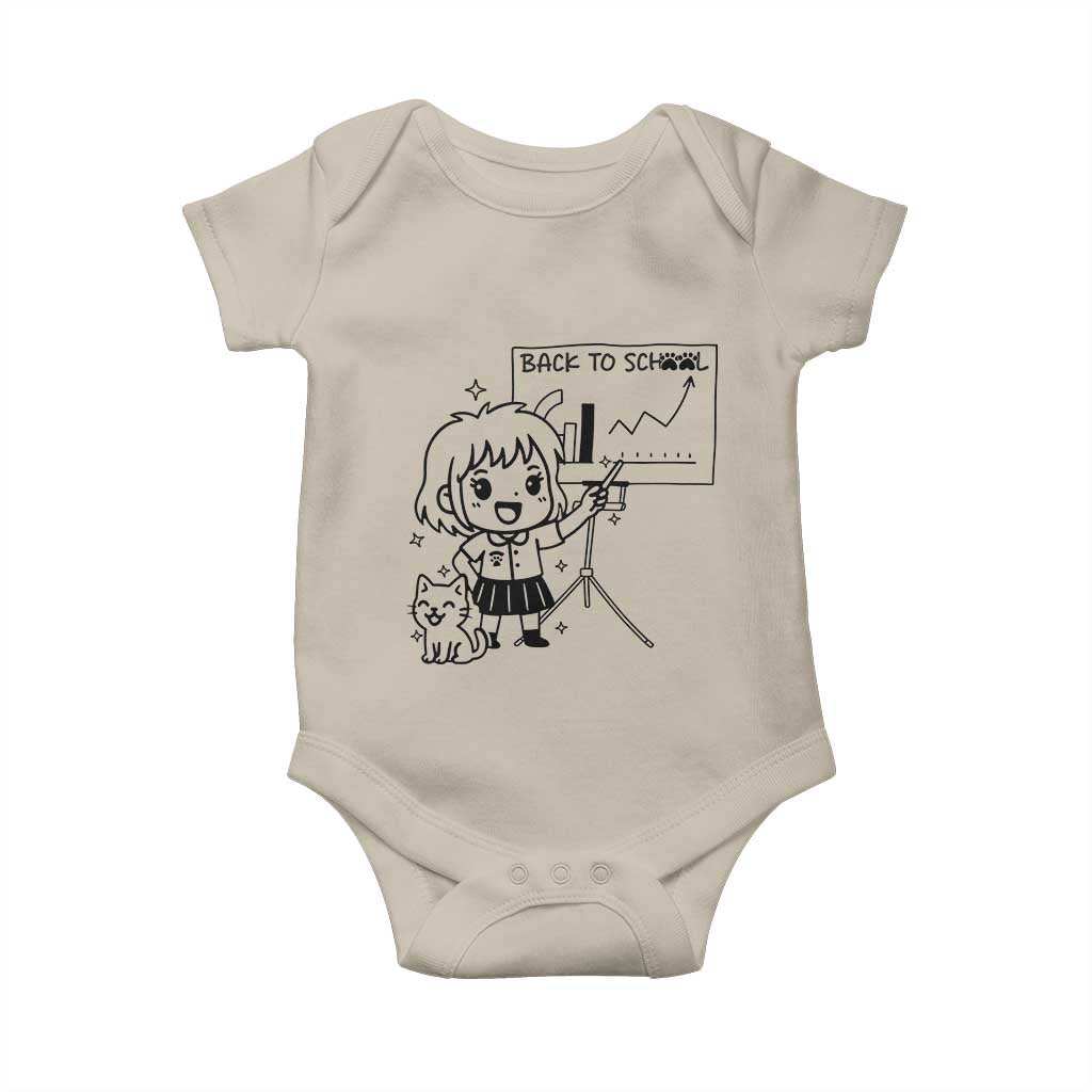 Back To school Baby Onesie Funny Teacher Teaching Cat Lover Gift TS12 Sand Print Your Wear