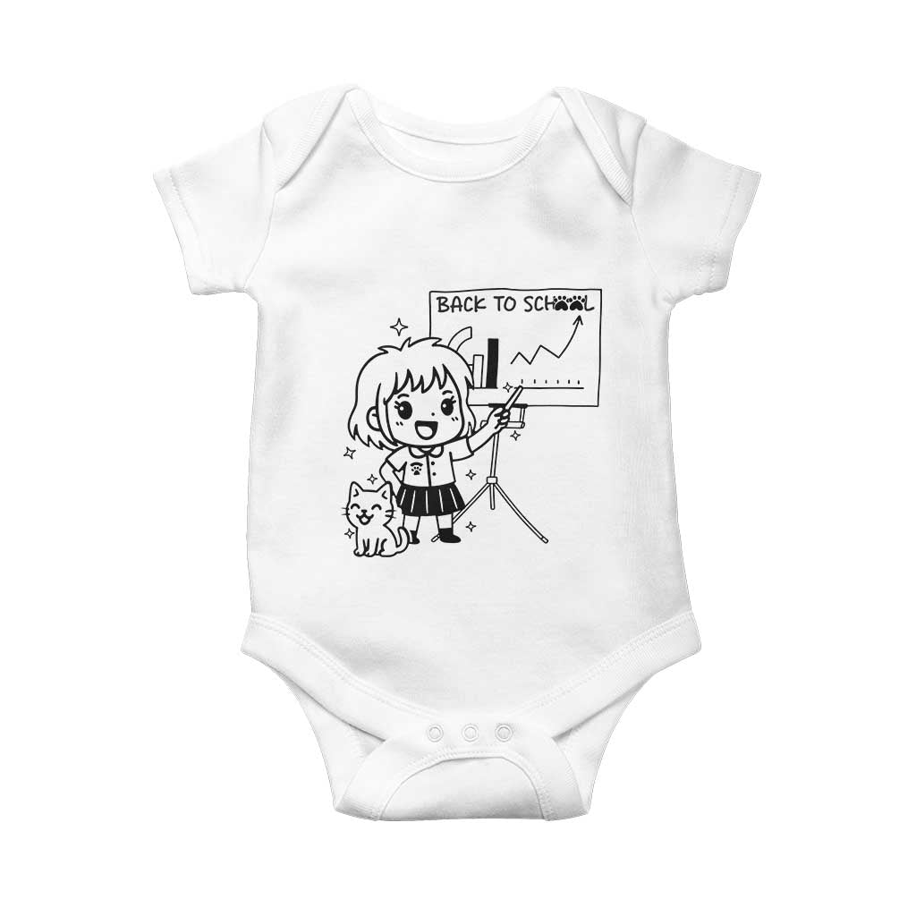 Back To school Baby Onesie Funny Teacher Teaching Cat Lover Gift TS12 White Print Your Wear
