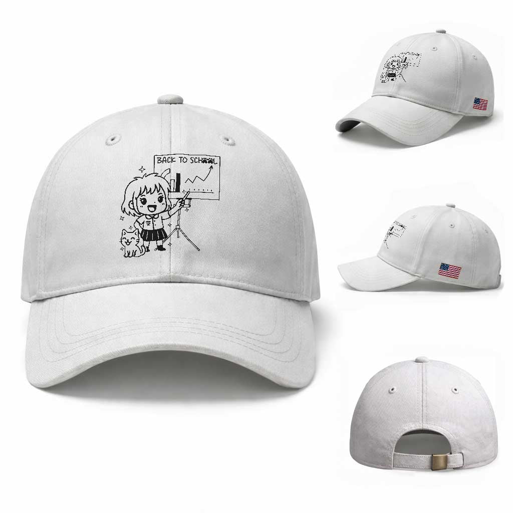 Back To school Baseball Cap Funny Teacher Teaching Cat Lover Gift TS12 Baseball Cap Universal Fit White Print Your Wear