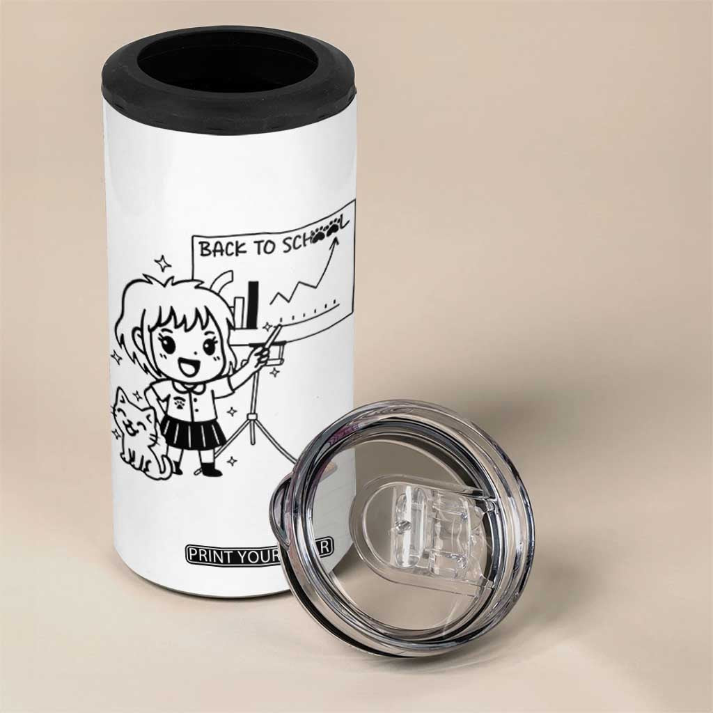Back To school 4 in 1 Can Cooler Tumbler Funny Teacher Teaching Cat Lover Gift TS12 Print Your Wear