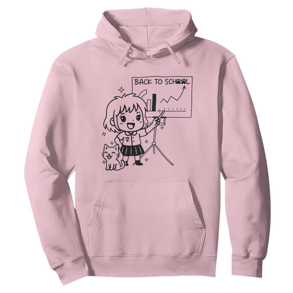 Back To school Hoodie Funny Teacher Teaching Cat Lover Gift TS12 Light Pink Print Your Wear