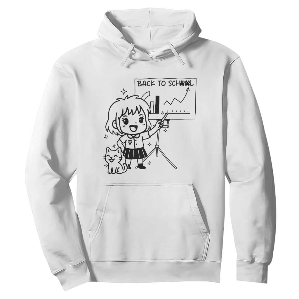Back To school Hoodie Funny Teacher Teaching Cat Lover Gift TS12 White Print Your Wear