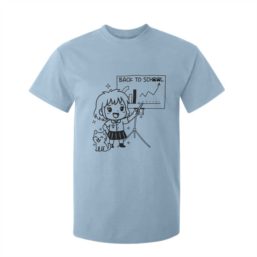 Back To school T Shirt For Kid Funny Teacher Teaching Cat Lover Gift TS12 Light Blue Print Your Wear