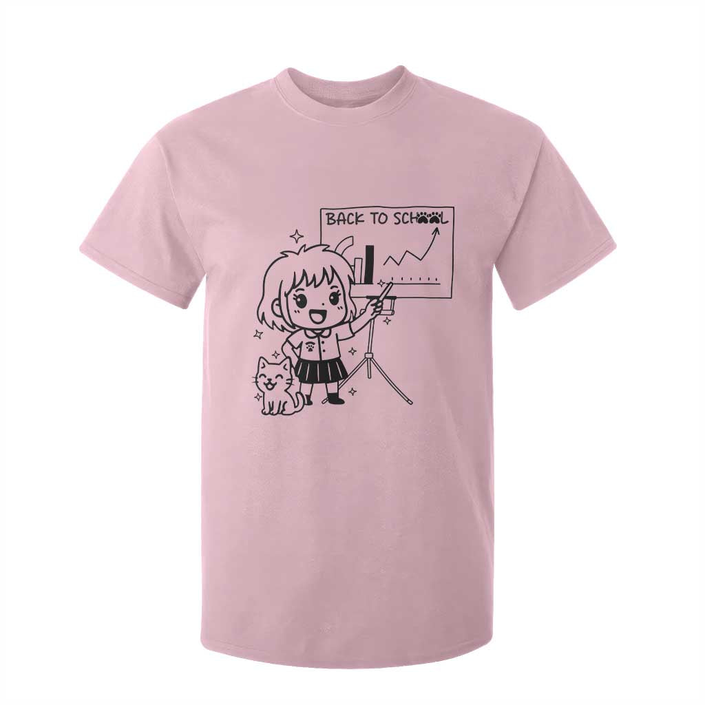 Back To school T Shirt For Kid Funny Teacher Teaching Cat Lover Gift TS12 Light Pink Print Your Wear