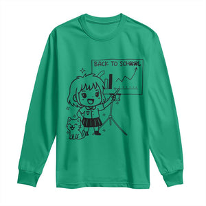 Back To school Long Sleeve Shirt Funny Teacher Teaching Cat Lover Gift TS12 Irish Green Print Your Wear