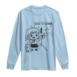 Back To school Long Sleeve Shirt Funny Teacher Teaching Cat Lover Gift TS12 Light Blue Print Your Wear