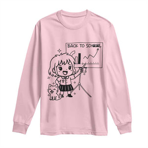 Back To school Long Sleeve Shirt Funny Teacher Teaching Cat Lover Gift TS12 Light Pink Print Your Wear